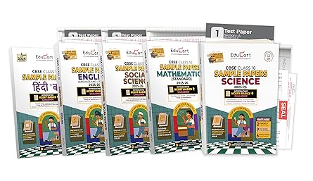 Educart CBSE Sample Paper Class 10 2025-26 - Science, Mathematics Standard, Social Science, English & Hindi B (Introducing exclusive step-by-step new practice concept on 2026 pattern) Set of 5 Books