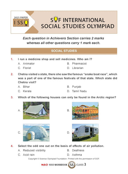 MTG International Social-Studies Olympiad (ISSO) Workbook Class 3 - Chapter-wise MCQs with Achievers Section - SOF Olympiad Books For 2026-27 Exam