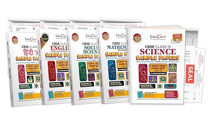 Educart CBSE Class 10 Sample Papers Bundle (2024-25) - Science, Mathematics Standard, Social Science, English & Hindi A (With exclusive CBSE Mock Booklets for 2025 Exam)