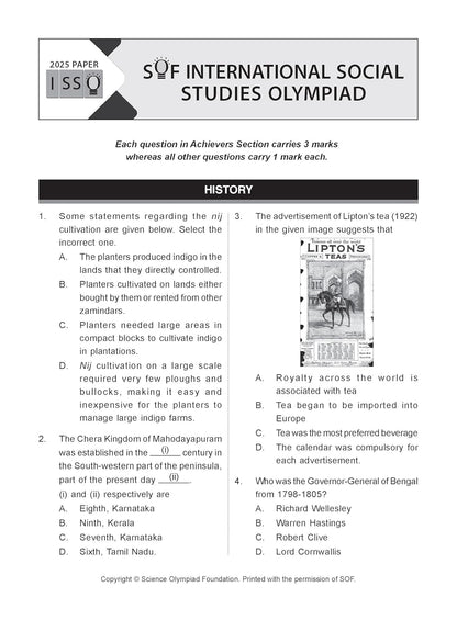 MTG International Social-Studies Olympiad (ISSO) Workbook Class 8 - Chapter-wise MCQs with Achievers Section - SOF Olympiad Books For 2026-27 Exam