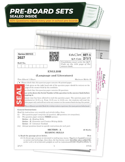 Educart CBSE Sample Paper Class 10 2026-27 English Language & Literature (with Topper-Style Solutions & Cheat Sheet Wall Chart) For 2027 Exam