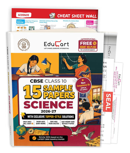 Educart CBSE Sample Paper Class 10 2026-27 Science (with Topper-Style Solutions & Cheat Sheet Wall Chart) For 2027 Exam