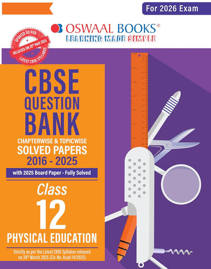Oswaal CBSE Question Bank Chapterwise and Topicwise SOLVED PAPERS Class 12 Physical Education For Exam 2026