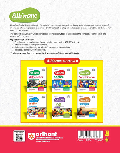 Arihant All in One Social Science Class 8 Book 2026 | NCERT Textbook Based | Exploring Society: India and Beyond | Complete Study, Practice & Assessment with Mind Maps, Chapter Exercises & Sample Question Papers | English Medium