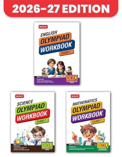 MTG ISO-IMO-IEO (Science, Mathematics & English) Olympiad Workbook Class 7 (Set of 3 Books) | MCQs, & Achievers Section - SOF Olympiad Books For 2026-27 Exam