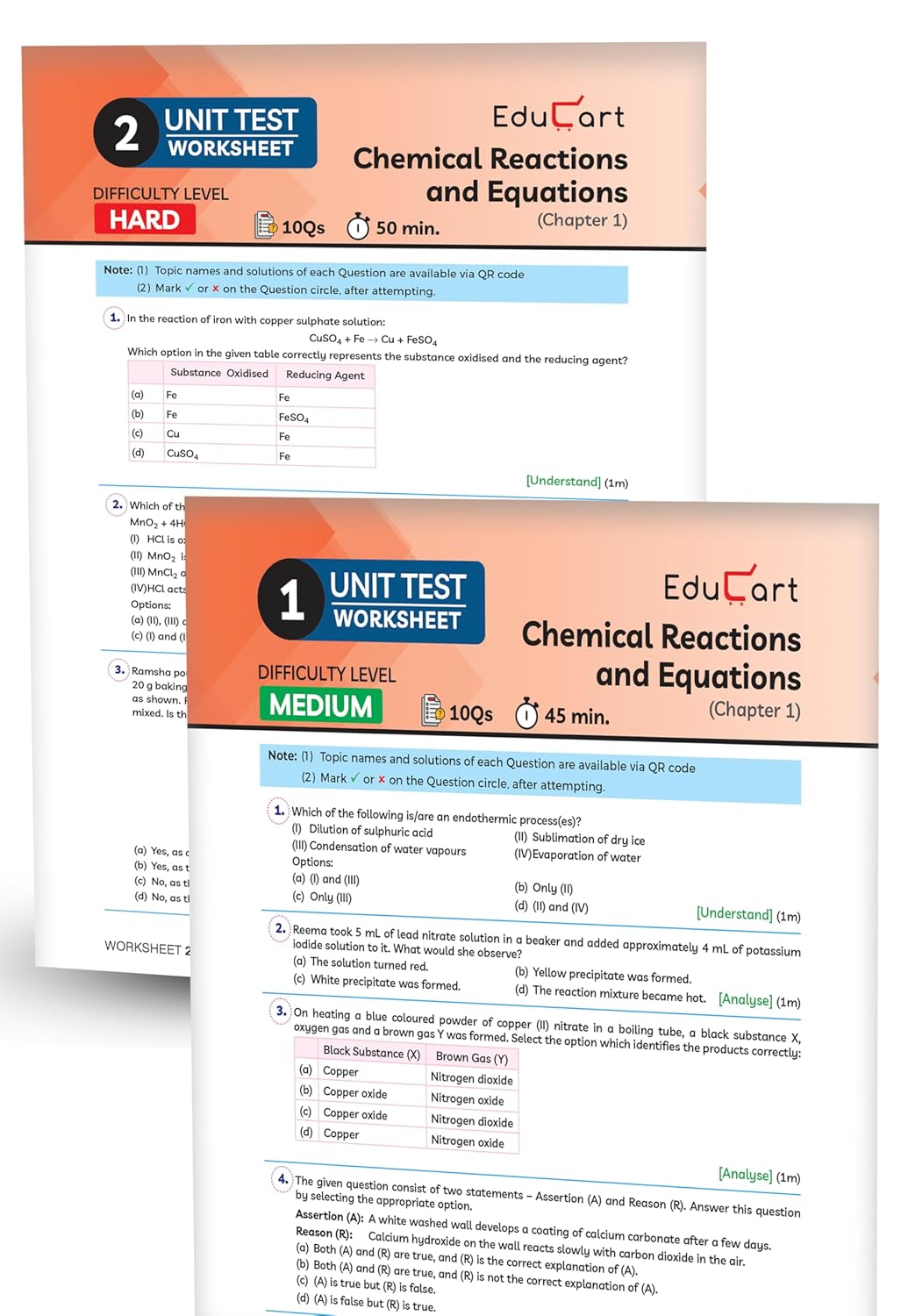 Educart CBSE Question Bank Class 10 Science 2025-26 on new Syllabus 2026 (Introducing Unit Test Worksheets)