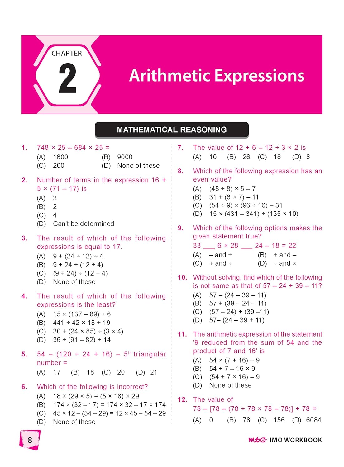 MTG International Mathematics Olympiad (IMO) Workbook Class 7 - Chapter-wise MCQs with Achievers Section - SOF Olympiad Books For 2026-27 Exam