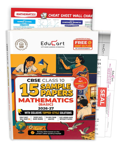 Educart CBSE Sample Paper Class 10 2026-27 Mathematics Basic with Topper-Style Solutions & Cheat Sheet Wall Chart | Based on Latest SQP Released 21 Sept | For 2027 Board Exam