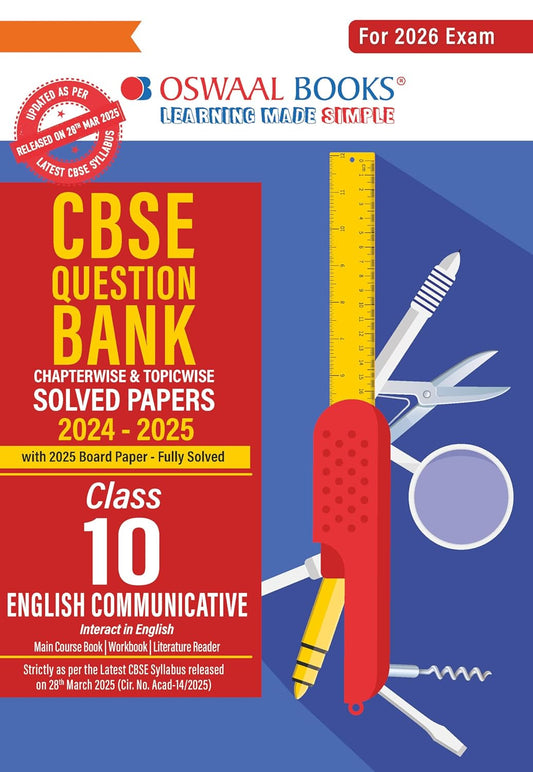 Oswaal CBSE Question Bank Chapterwise and Topicwise SOLVED PAPERS Class 10 ENGLISH COMMUNICATIVE For Exam 2026