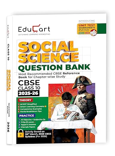 Educart CBSE Question Bank Class 10 Social Science 2025-26 on new Syllabus 2026 (Introducing Unit Test Worksheets)