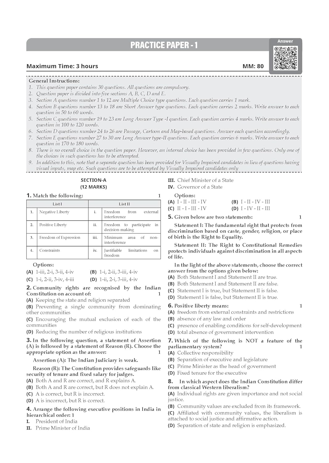 Oswaal CBSE Class 11 Political Science Question Bank | Chapter & Topic-wise Solved Papers (2017–2026) | Based on Latest Syllabus (April 2026) | Includes 2026 Papers | For 2027 Exam
