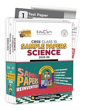 Educart CBSE Sample Paper Class 10 2026 - Science, Mathematics Standard, Social Science & English (Introducing exclusive step-by-step new practice concept on 2025-26 pattern) Set of 4 Books