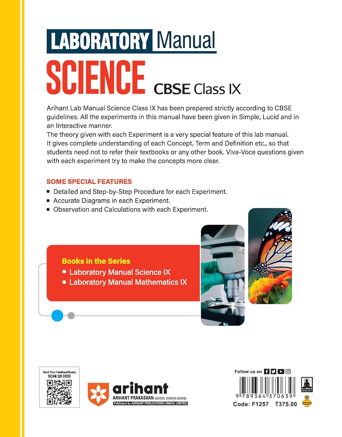 Arihant Laboratory Manual Science for CBSE Class IX (9th) | Complete Practical Book with Experiments, Viva Voce Questions & Answers | NCERT Compliant Lab Book
