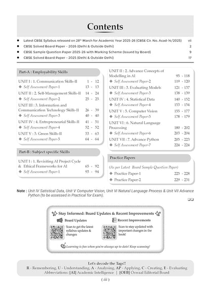 Oswaal CBSE Class 10 Artificial Intelligence Question Bank | Chapter & Topic-wise Solved Papers (2017–2026) | Based on Latest Syllabus (April 2026) | Includes 2026 Papers | For 2027 Exam