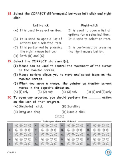 MTG International Computer Science Olympiad (ICSO) Workbook Class 1 - Chapter-wise MCQs, Quick Recap with Achievers Section - SOF Olympiad Books For 2026-27 Exam