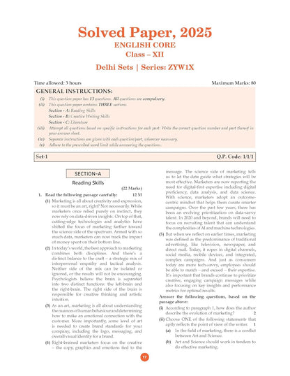 Oswaal CBSE Question Bank Chapterwise and Topicwise SOLVED PAPERS Class 12 English Core For Exam 2026