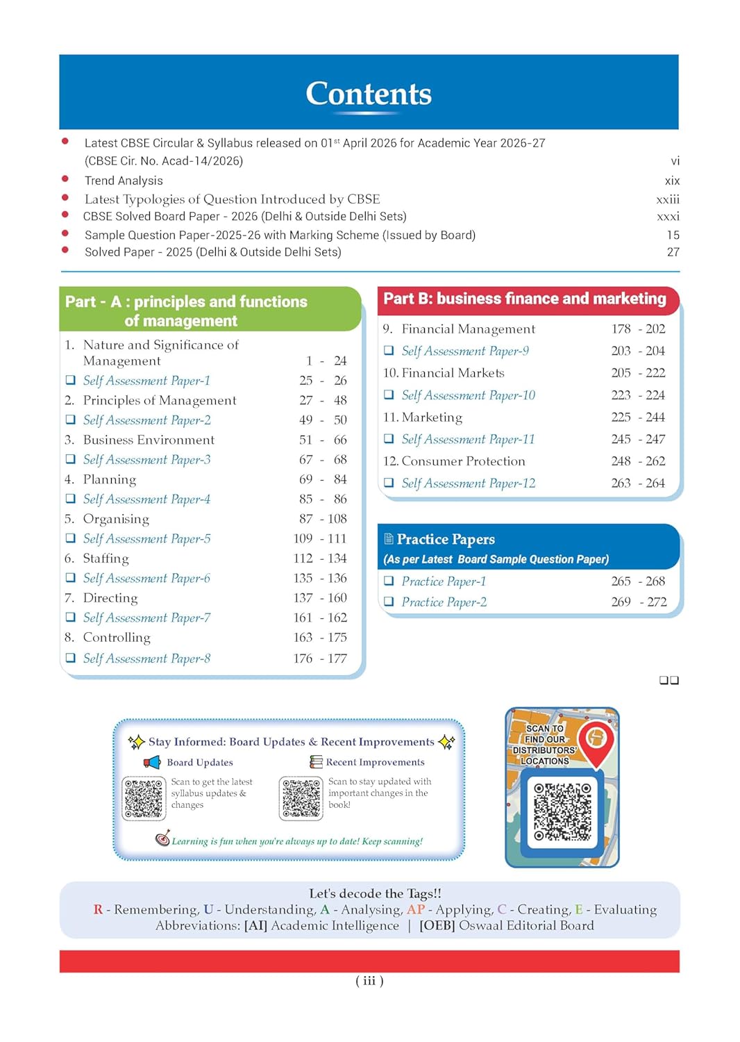 Oswaal CBSE Class 12 Business Studies Question Bank | Chapter & Topic-wise Solved Papers (2017–2026) | Based on Latest Syllabus (April 2026) | Includes 2026 Papers | For 2027 Exam