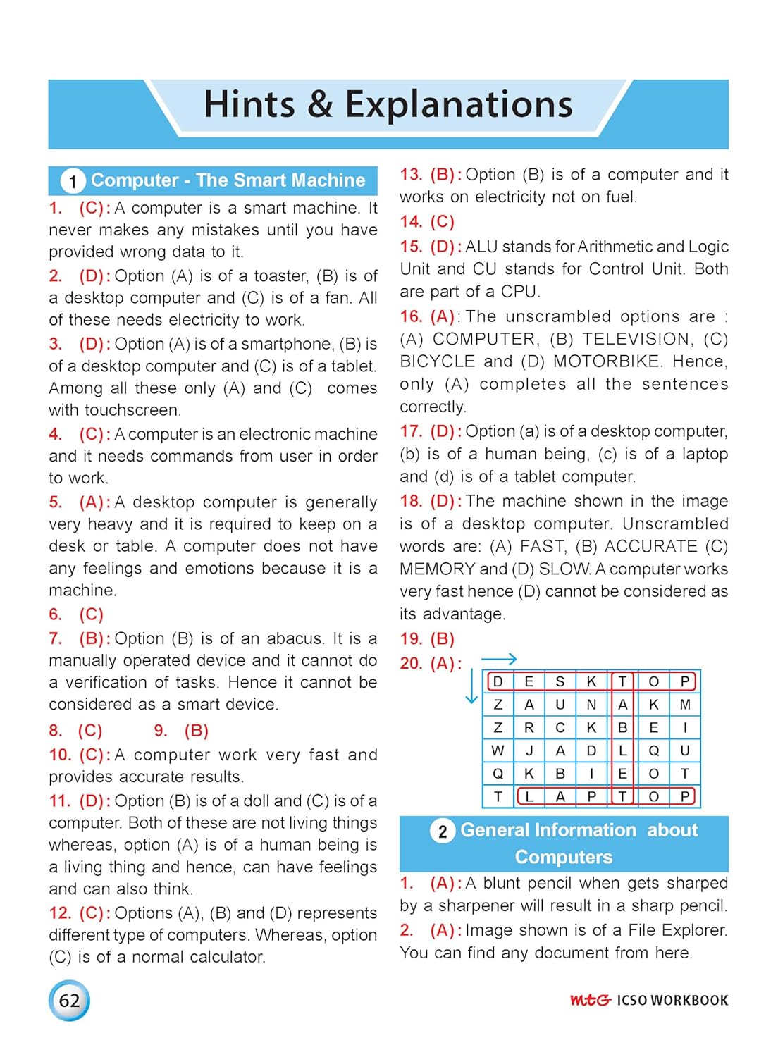 MTG International Computer Science Olympiad (ICSO) Workbook Class 2 - Chapter-wise MCQs, Quick Recap with Achievers Section - SOF Olympiad Books For 2026-27 Exam