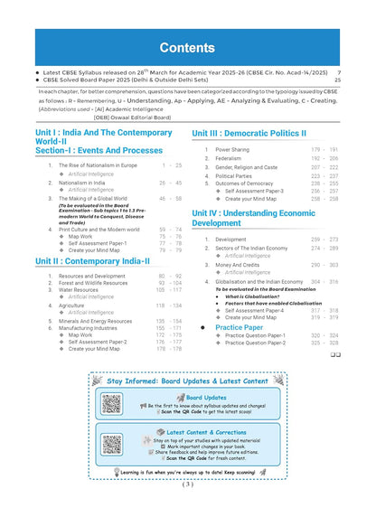Oswaal CBSE Question Bank Chapterwise and Topicwise SOLVED PAPERS Class 10 Social Science For Exam 2026