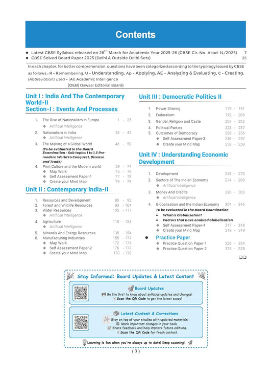 Oswaal CBSE Question Bank Chapterwise and Topicwise SOLVED PAPERS Class 10 Social Science For Exam 2026