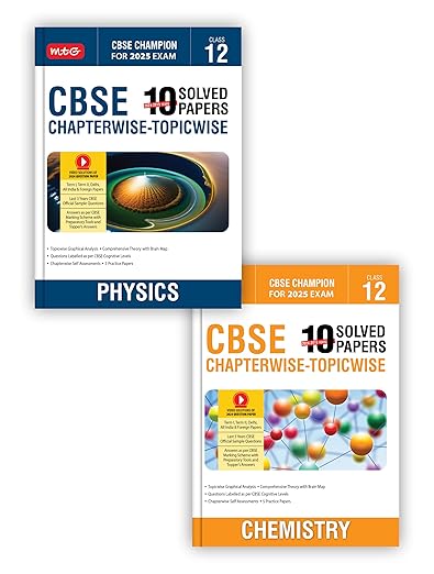 MTG CBSE 10 Years (2024-2015) Chapterwise Topicwise Solved Papers With Question Bank Class 12 Physics, Chemistry (Set of 2 Books) - CBSE Champion For 2025 Exam | Video Solution of PYQs [Paperback] MTG Editorial Board