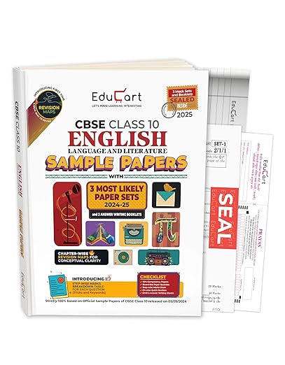 Educart CBSE English Language and Literature Class 10 Sample Papers 2024-25 (With exclusive CBSE Mock Booklets for 2025 Exam)