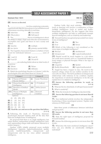 Oswaal CBSE Question Bank Chapterwise and Topicwise SOLVED PAPERS Class 12 Psychology For Exam 2026