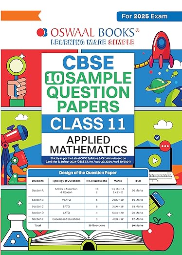 Oswaal Cbse Sample Question Papers Class 11 Applied Mathematics (For 2025 Exam)