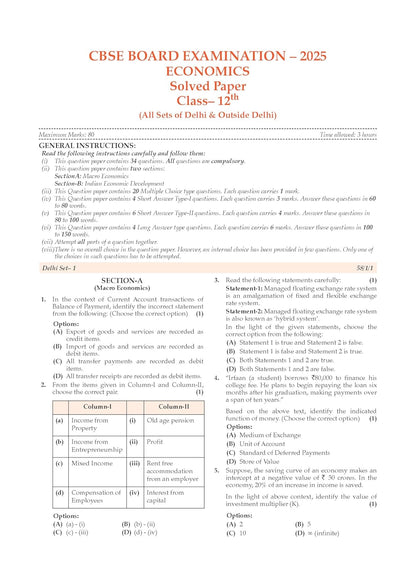 Oswaal CBSE Question Bank Chapterwise and Topicwise SOLVED PAPERS Class 12 Economics For Exam 2026