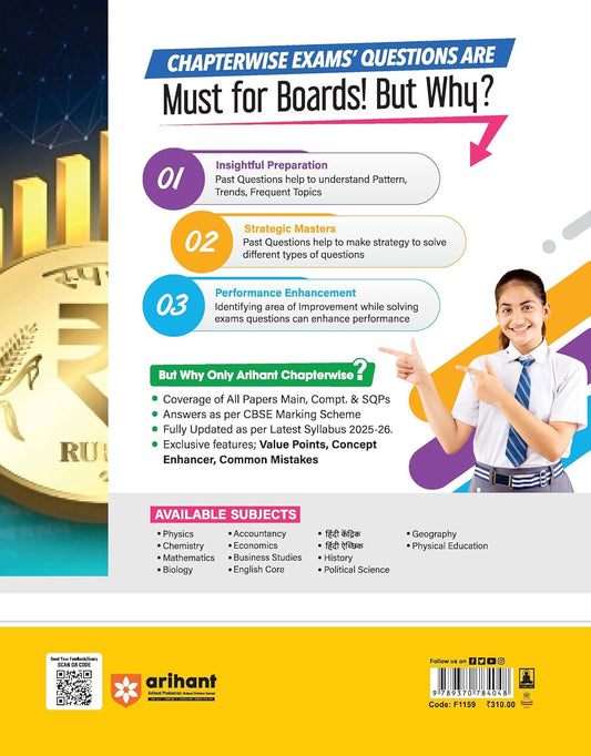 Arihant CBSE Chapterwise Question Bank 2025–2016 for Class 12 Economics | Latest Syllabus | Includes Solved Papers, Sample Papers, and CBSE Marking Scheme