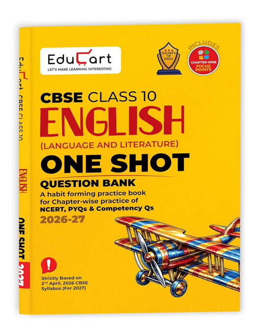 Educart CBSE Class 10 English Language & Litreature One Shot Question Bank 2026–27 | Chapter-wise NCERT Practice, PYQs & Competency-Based Qs | Latest CBSE Syllabus & Board Pattern | For 2027 Exam