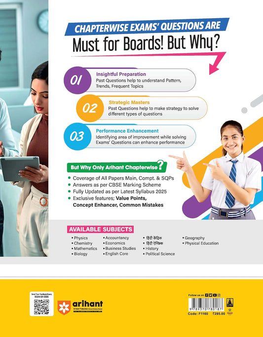 Arihant CBSE Chapterwise Question Bank 2025–2016 for Class 12 Business Studies | Latest Syllabus | Includes Solved Papers, Sample Papers, and CBSE Marking Scheme