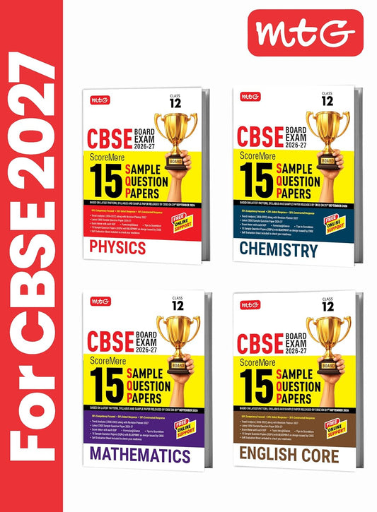MTG CBSE Class 12 ScoreMore 15 Sample Question Papers Physics, Chemistry, Mathematics & English For 2027 Board Exam (Set of 4 Books) | CBQs, Trend ... (Based on Latest CBSE Pattern & Syllabus)
