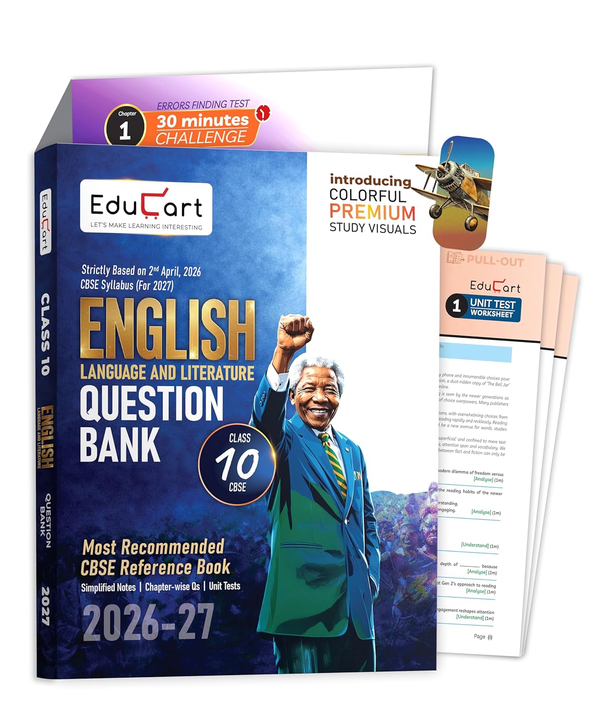 Educart CBSE Class 10 English Question Bank 2026-27 | Chapterwise, Case-Based & Competency-Based Qs | Unit Test Worksheets, Notes & Visuals | NCERT Based CBSE 2027