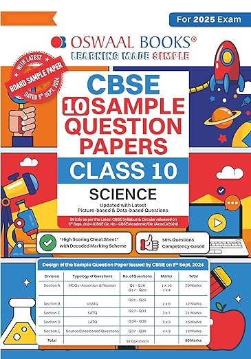 Oswaal CBSE Sample Question Papers Class 10 Science Book (For 2025 Exam)