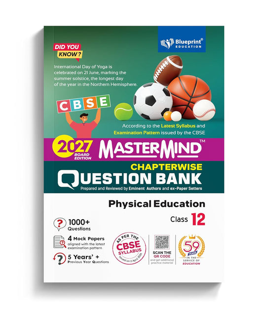 Mastermind CBSE Physical Education Class 12 Question Bank Exam 2026-27 | Chapter & Topic wise Solved Question | Latest Syllabus | Includes 2026 Papers