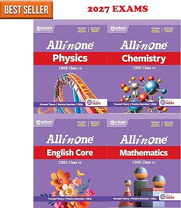 Arihant Class 12 CBSE All in One Physics + Chemistry + Maths + English Core - Combo Set of 4 Books - Includes | Focused Theory | Exercises Practice | CBQs | - For 2027 Exams