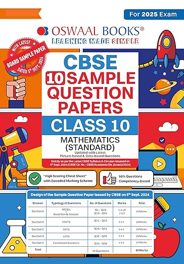 Oswaal CBSE Sample Question Papers Class 10 Mathematics Standard Book (For 2025 Exam) 