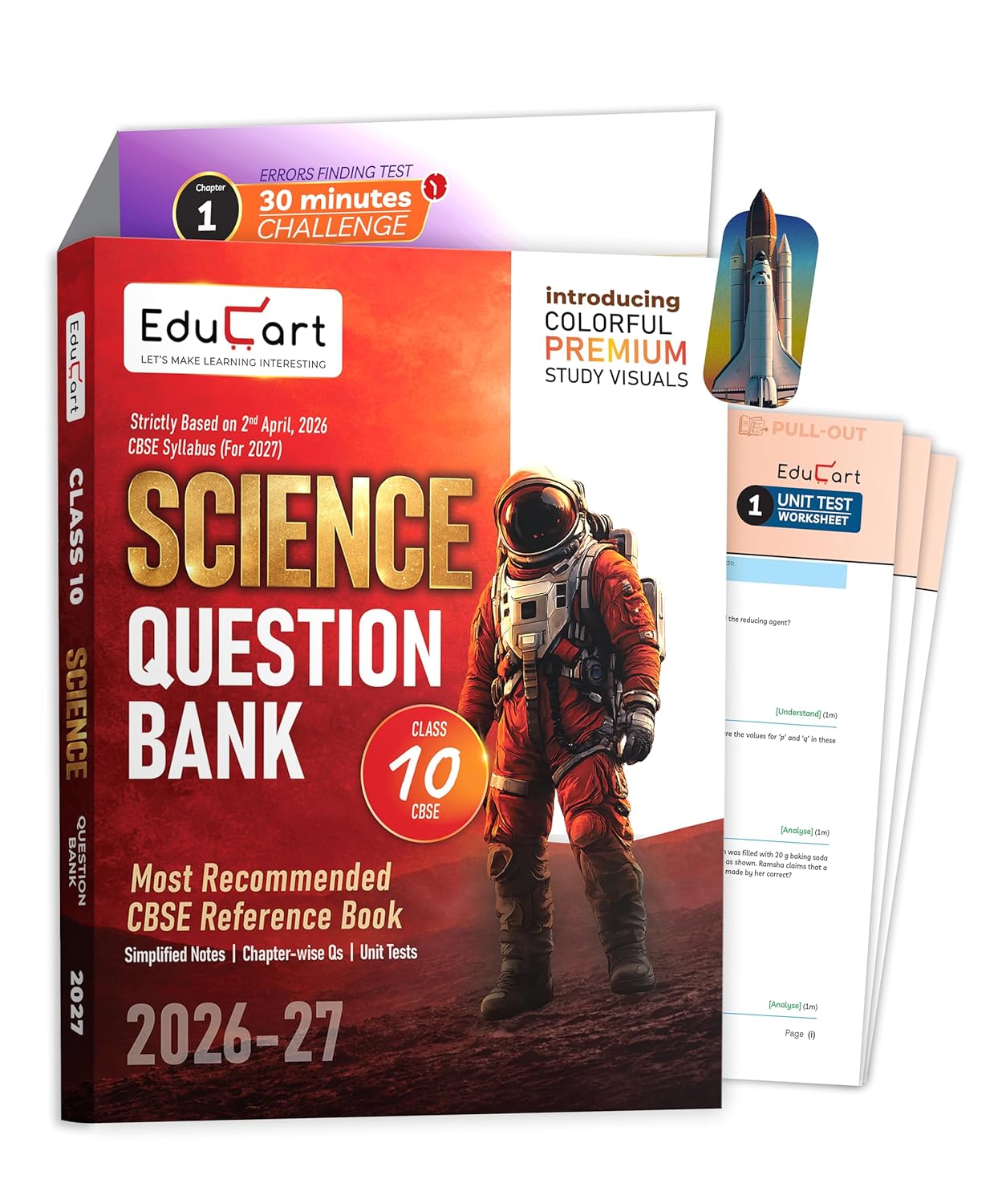 Educart CBSE Class 10 Science Question Bank 2026-27 | Chapterwise, Case-Based & Competency-Based Qs | Unit Test Worksheets, Notes & Visuals | NCERT Based CBSE 2027