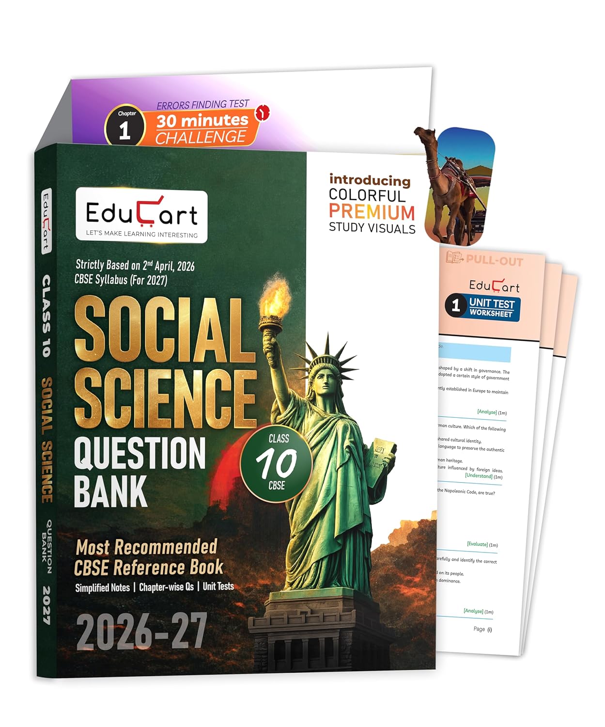 Educart CBSE Class 10 Social Science (SST) Question Bank 2026-27 | Chapterwise, Case-Based & Competency-Based Qs | Unit Test Worksheets, Notes & Visuals | NCERT Based CBSE 2027