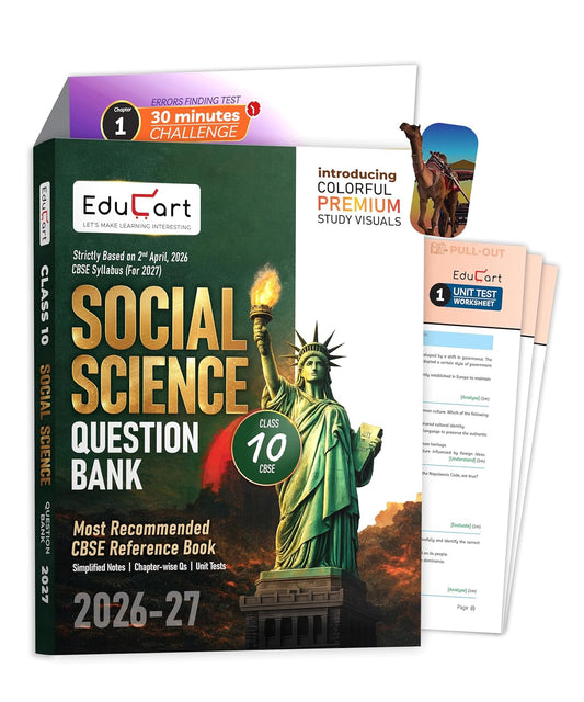 Educart CBSE Class 10 Social Science (SST) Question Bank 2026-27 | Chapterwise, Case-Based & Competency-Based Qs | Unit Test Worksheets, Notes & Visuals | NCERT Based CBSE 2027