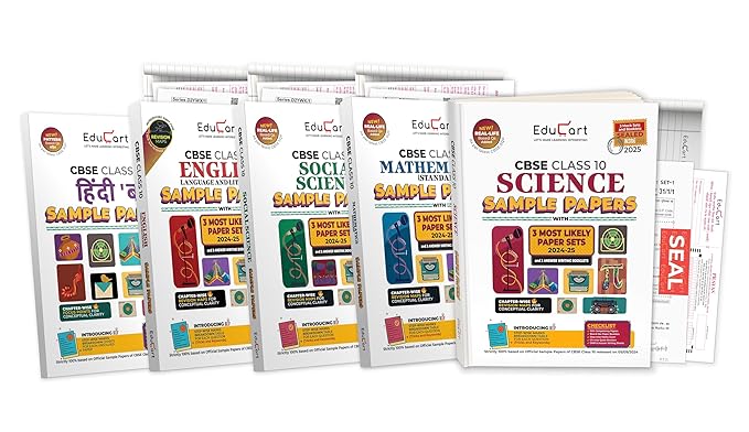 Educart CBSE Class 10 Sample Papers Bundle (2024-25) - Science, Mathematics Standard, Social Science, English & Hindi B (With exclusive CBSE Mock Booklets for 2025 Exam)