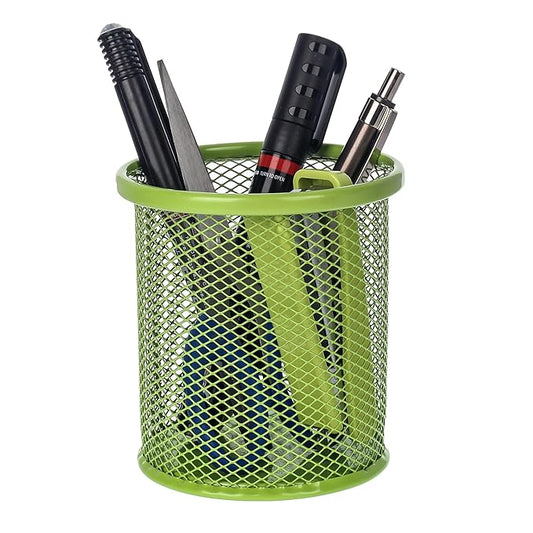 SAYA Metal Mesh Pen Holder – Durable Pencil Holder for Desk Organizing - Ideal Desk Organizer for Office, School, and Home - Perfect for Pens, Pencils, Markers, and Stationery – (Green)