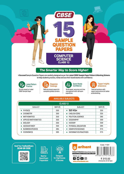 Arihant i-Succeed CBSE Sample Papers 2027 Class 12 Computer Science | 15 Sample Question Papers | Colour-Coded Revision Cheat Sheets, Toppers Copy with Expert Insights | Free Super Power Kit