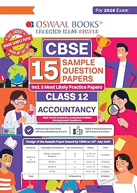 Oswaal CBSE 15 Sample Question Papers Class 12 Accountancy (2026 Board Exam) | Based on Latest CBSE SQP
