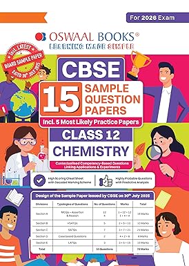 Oswaal CBSE 15 Sample Question Papers Class 12 Chemistry (2026 Exam) | Latest CBSE Pattern