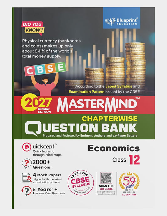 Mastermind CBSE Class 12 Economics Question Bank 2027 Exam with 4 Mock Sample Paper, PYQ , 2000+ Questions Based on New Pattern