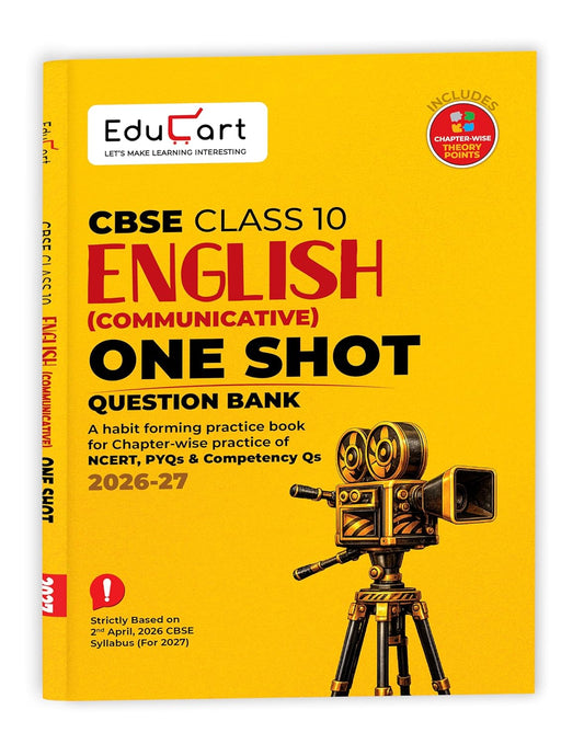 Educart CBSE Class 10 English Communicative One Shot Question Bank 2026–27 | Chapter-wise NCERT Practice, PYQs & Competency-Based Questions | Latest CBSE Syllabus & Board Pattern for 2027 Exam