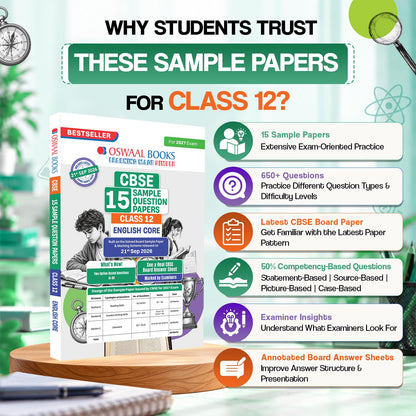 Oswaal CBSE 15 Sample Question Papers Class 12 Board Exam English Core 2026-27 based on latest CBSE SQP dated (21 Sep 2026) | New Questions Typologies With Oswaal AI