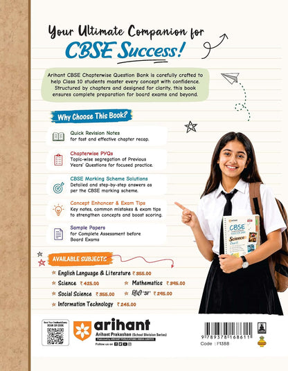 Arihant CBSE Social Science Class 10 Chapterwise Question Bank for Board Exam 2027 | 1Chapterwise PYQs with Revision Theory, Detailed Solutions, Exam ... as per Latest CBSE Syllabus & Exam Pattern | PYQs 2016-2026, Sample Papers Included